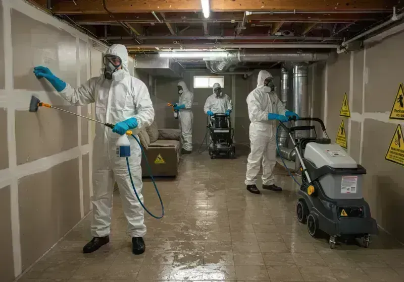 Basement Moisture Removal and Structural Drying process in Amity Gardens, PA